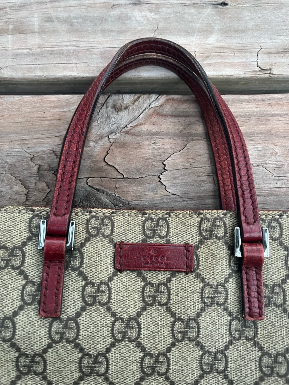 GUCCI GG Monogram Supreme Leather Hand Bag PVC Beige Silver 117551 Authentic - Picture 4 of 12